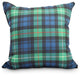 Tartan Plaid Holiday Print Decorative Outdoor Throw Pillow, Navy Blue, 16"