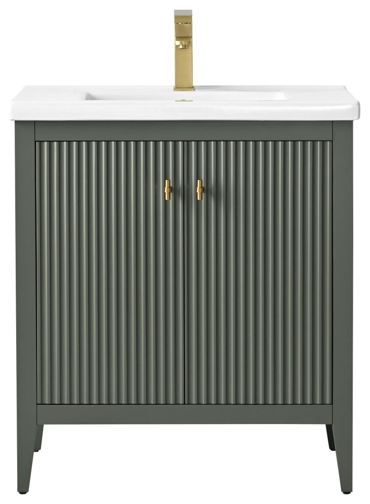 Vanity Art Freestanding Vanity, Vintage Green, 30", Single Sink, Golden Brushed