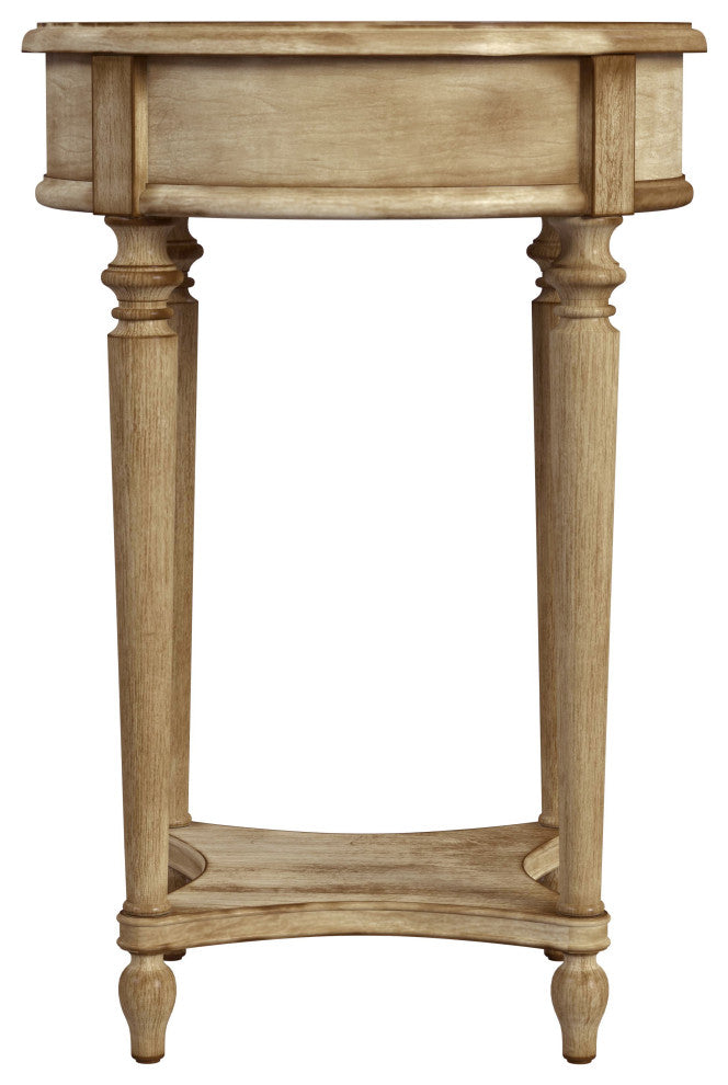 Jules 1-Drawer Round Accent Table, Antique Beige