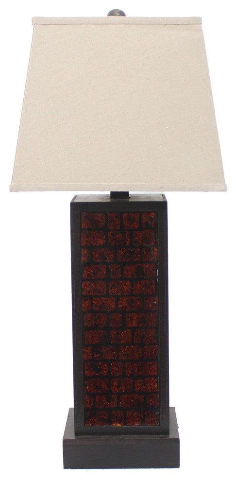 13" x 15" x 30.75" Burgundy Metal Brick Pattern Table Lamp