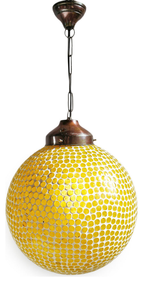 Yellow Mosaic Globe Pendant, Small