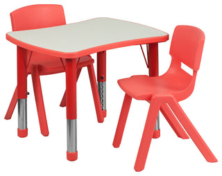 21.875''Wx26.625''L Red Plastic Height Adjustable Activity Table Set