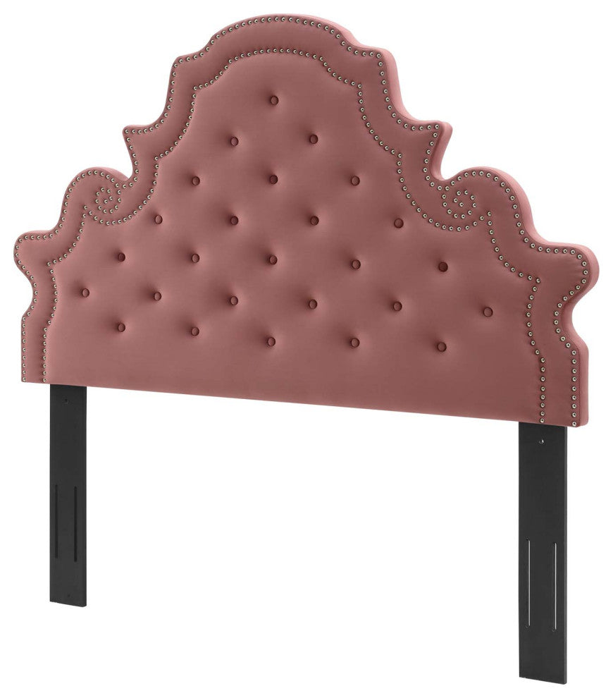 Tufted Headboard, King Size, Velvet, Pink, Modern Contemporary, Bedroom Master