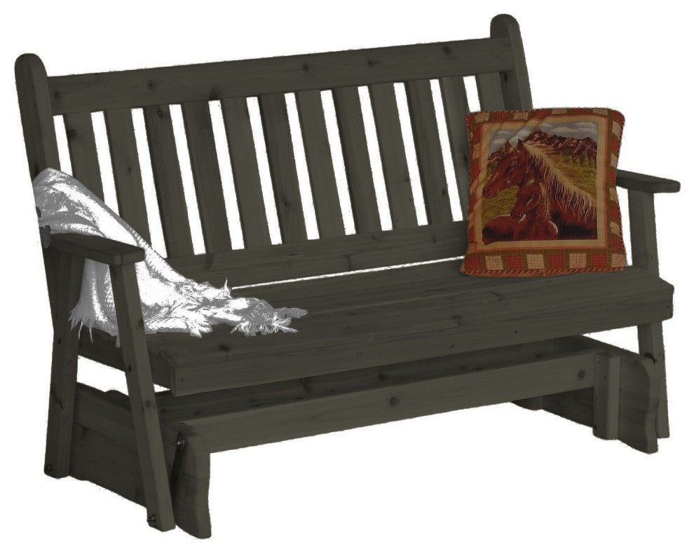 Cedar Traditional English Glider, Charcoal Stain, 6 Foot