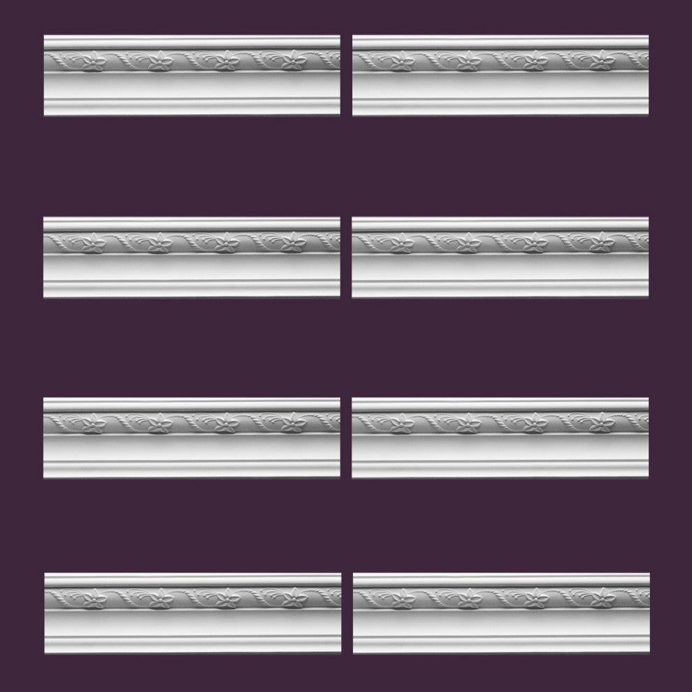 Cornice White Urethane Adams Ornate Design 8 Pieces Totaling 768" Length