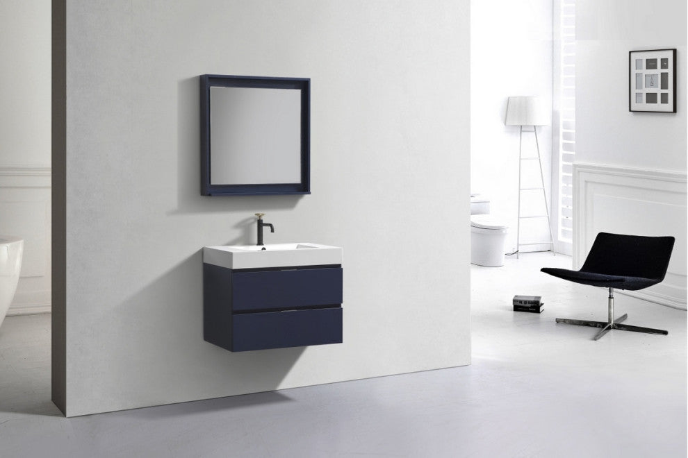 Bliss 30" Wall Mount Bathroom Vanity, Blue