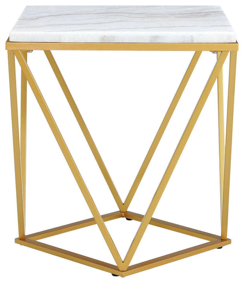 Riko Square End Table WithGold Metal Leg