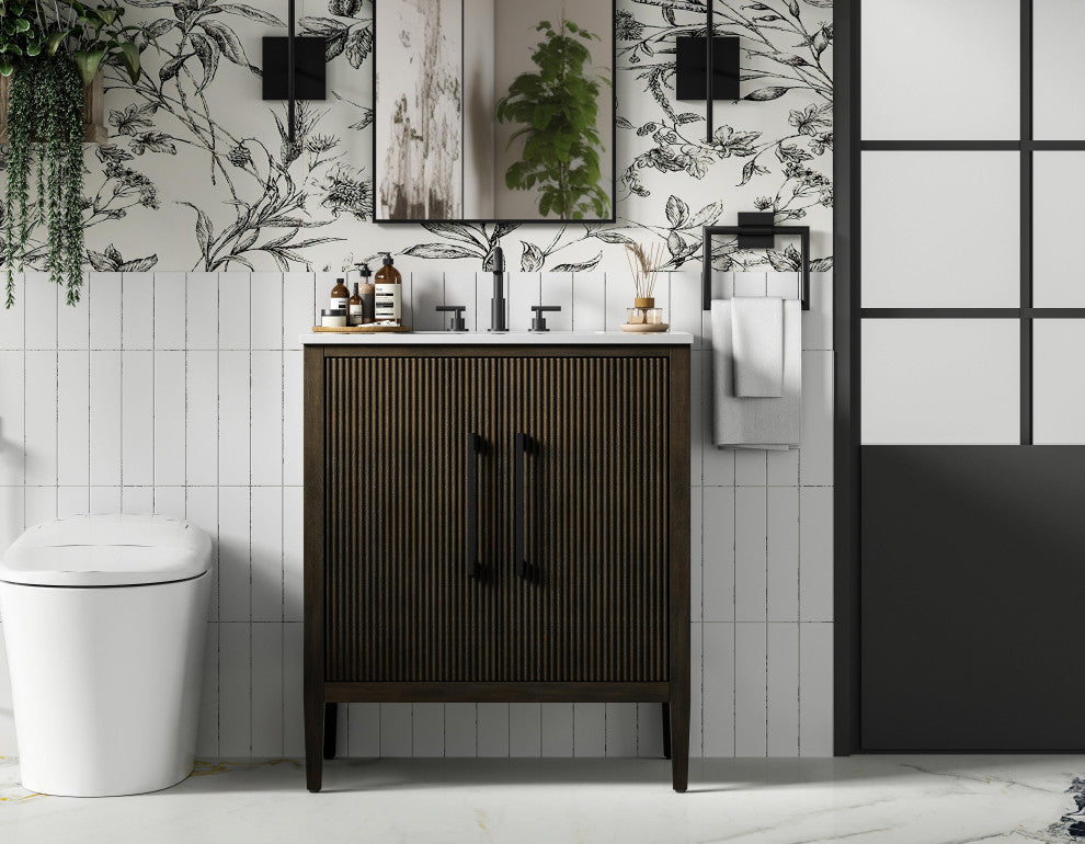 Home Living 30" Single Bathroom Vanity, Chocolate Oak