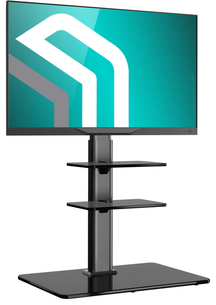 ONKRON Swivel Floor TV Stand for 32"-65" TVs up to 66 lbs Glass shelves and base