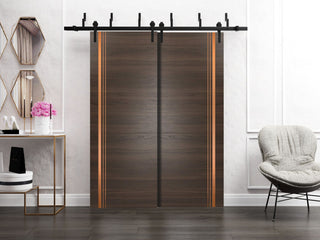 Slab Barn Door Panel 18x96 | Planum 1010 Chocolate Ash with  | Sturdy Finished