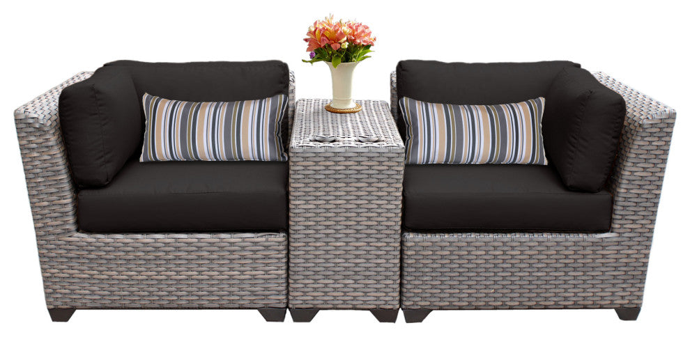 Florence 3 Piece Wicker Patio Furniture Set 03b Black