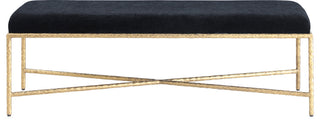 Valley Upholstered Bench, Black, 54" W x 18" D, Gold, Chenille Fabric