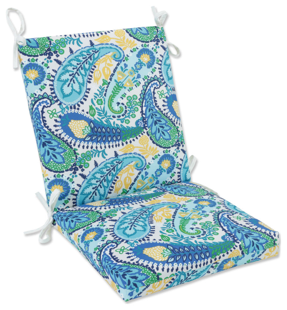 Amalia Paisley Blue Squared Corners Chair Cushion