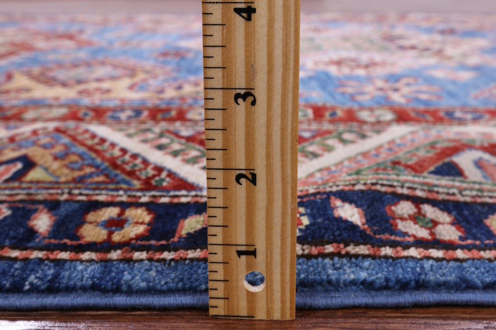 5' 4" X 7' 7" Geometric Super Kazak Hand Knotted Wool Rug Q10526