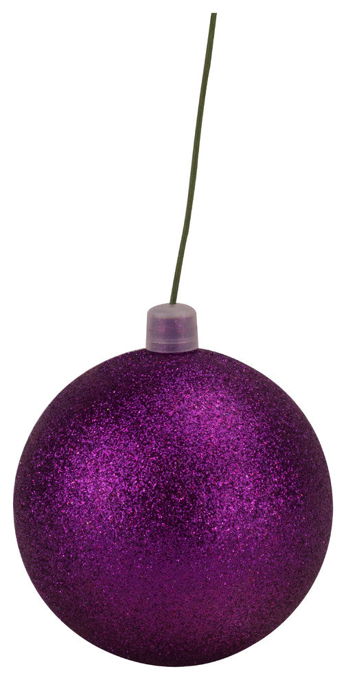 100Mm 4" Purple Glitter Ball Ornament With Wire