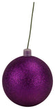 100Mm 4" Purple Glitter Ball Ornament With Wire