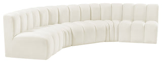 Arc Velvet Upholstered 5-Pc. U-Shaped Modular Sectional, Cream