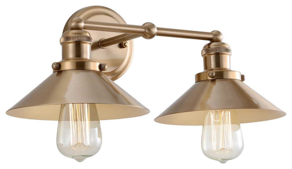 June Metal Shade Sconce, Brass Gold, 2-Light