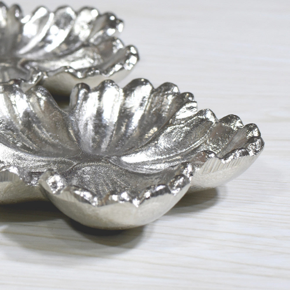 Handmade Decorative Silver Aluminium Tray, Silver Color Coated