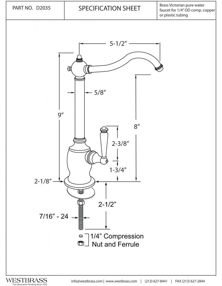 Premium Victorian 9" Cold Water Dispenser, Oil Rubbed Bronze