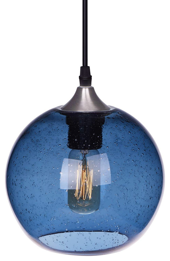 Blue Glass Pendant Light Globe Hanging Pendant Lamp for Kitchen