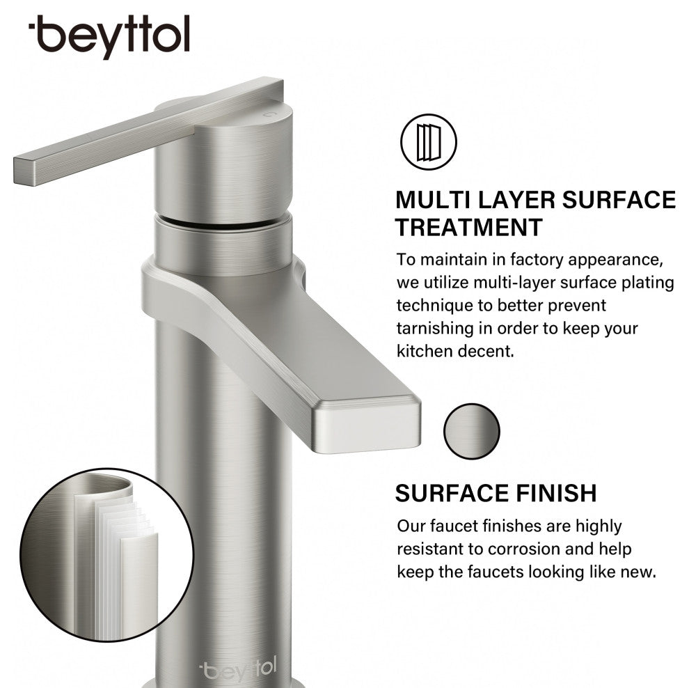 Single Handle Brass Bath Faucet, Supply line, Brushed Nickel