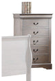 Wooden Five Drawer Chest In Antique Gray Finish