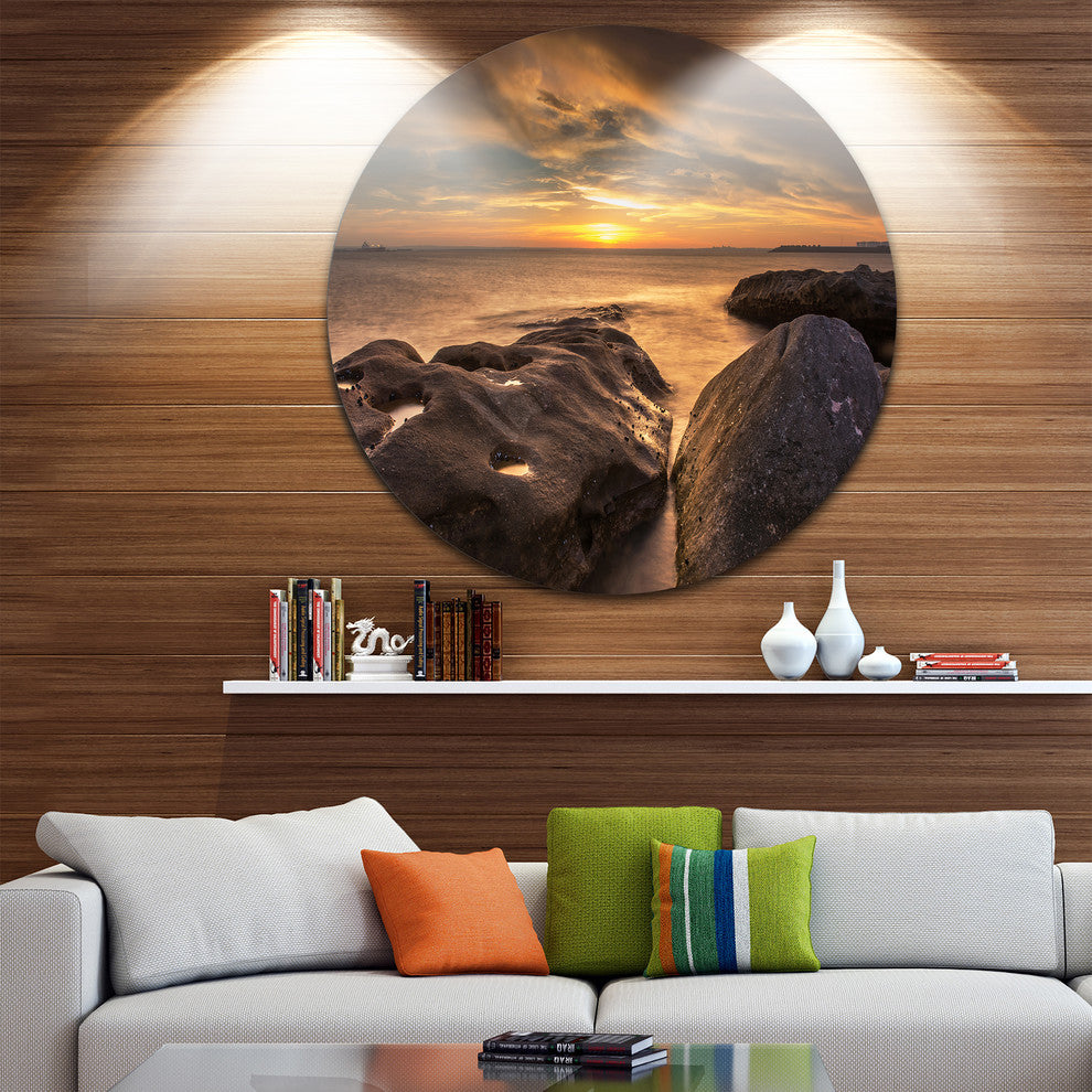 Rocky La Perouse Beach In Sydney, Seashore Disc Metal Artwork, 11"