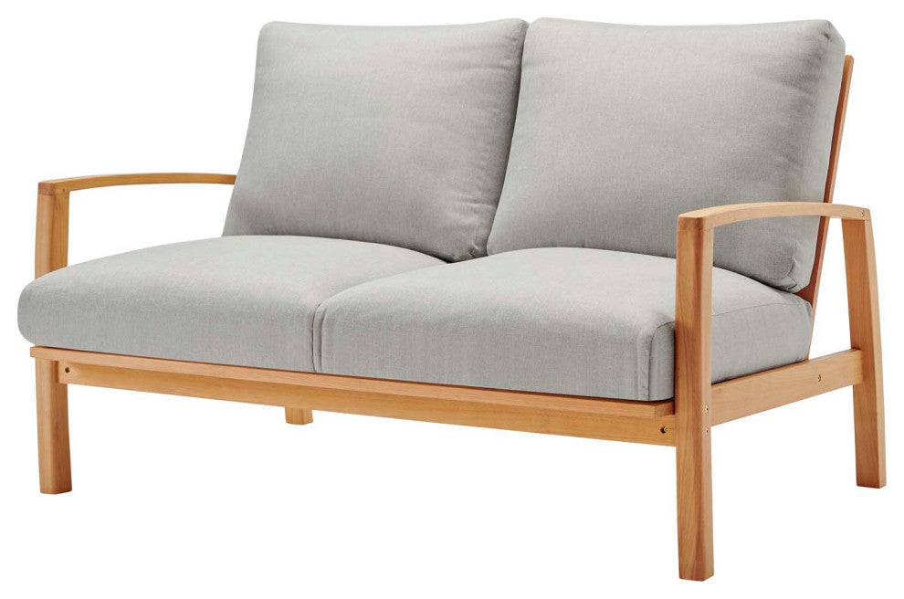 Lounge Sectional Sofa Chair Set, Wood, Brown Natural Gray, Modern, Outdoor
