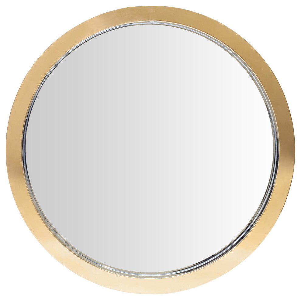 Julia 24-inch Polished Gold Stainless Round Wall Mirror