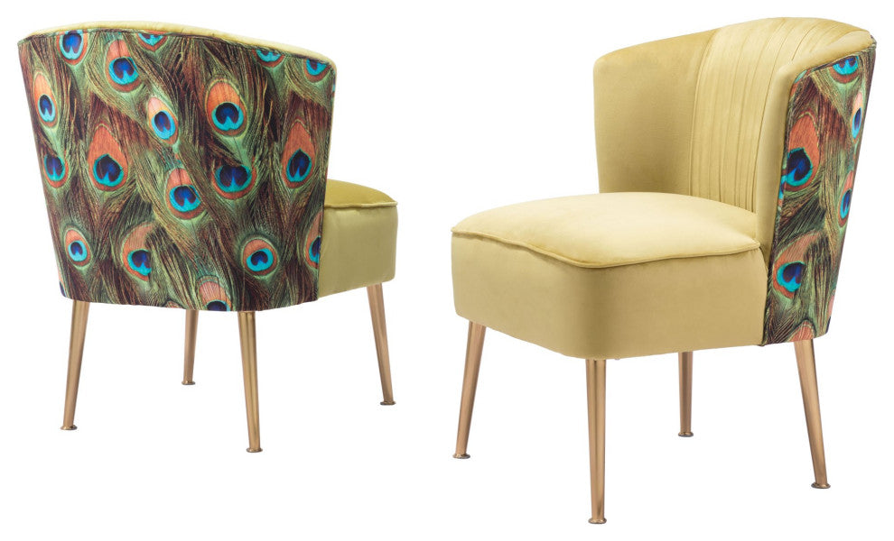 Accent Chair, Steel, Fabric, Green, Gold, Living Lounge Cafe Lobby Hospitality