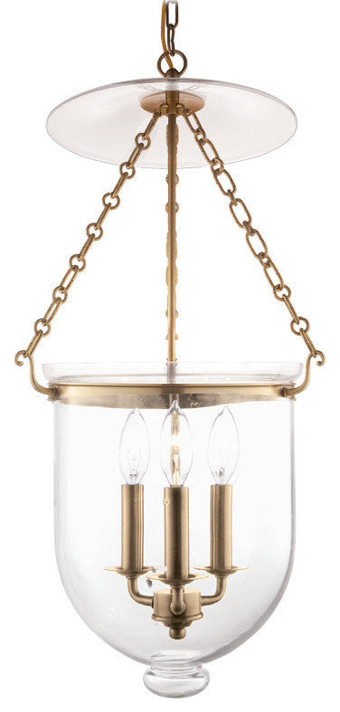 Hampton, 25" Pendant, Aged Brass Finish, Clear Glass Shade