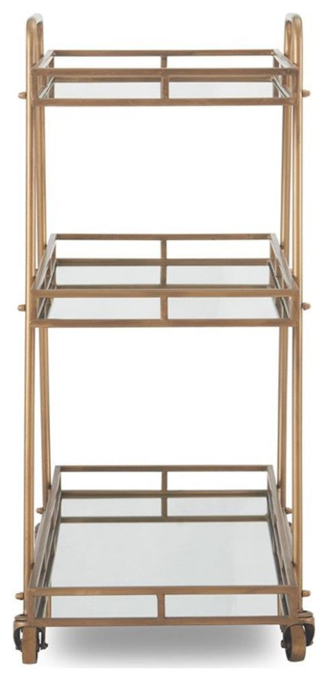 Adore Decor Addison Bar Cart Antique Gold