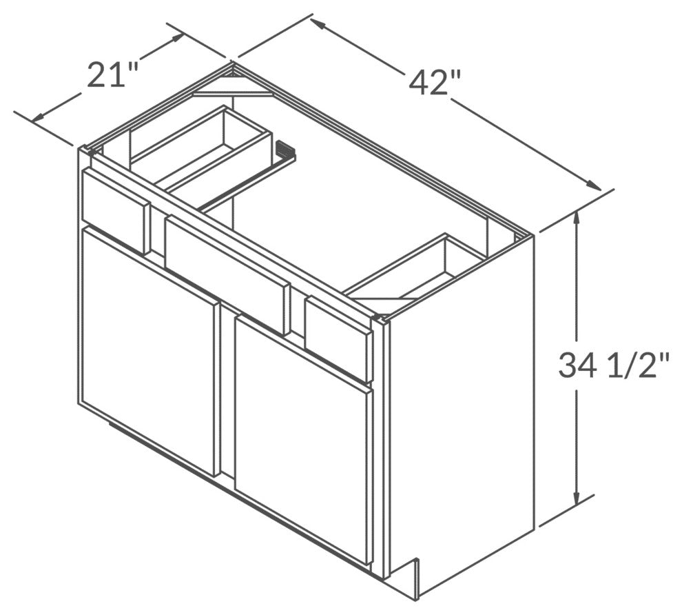 Newport Vanity Sink Base Cabinet, 42"x21"x34.5"