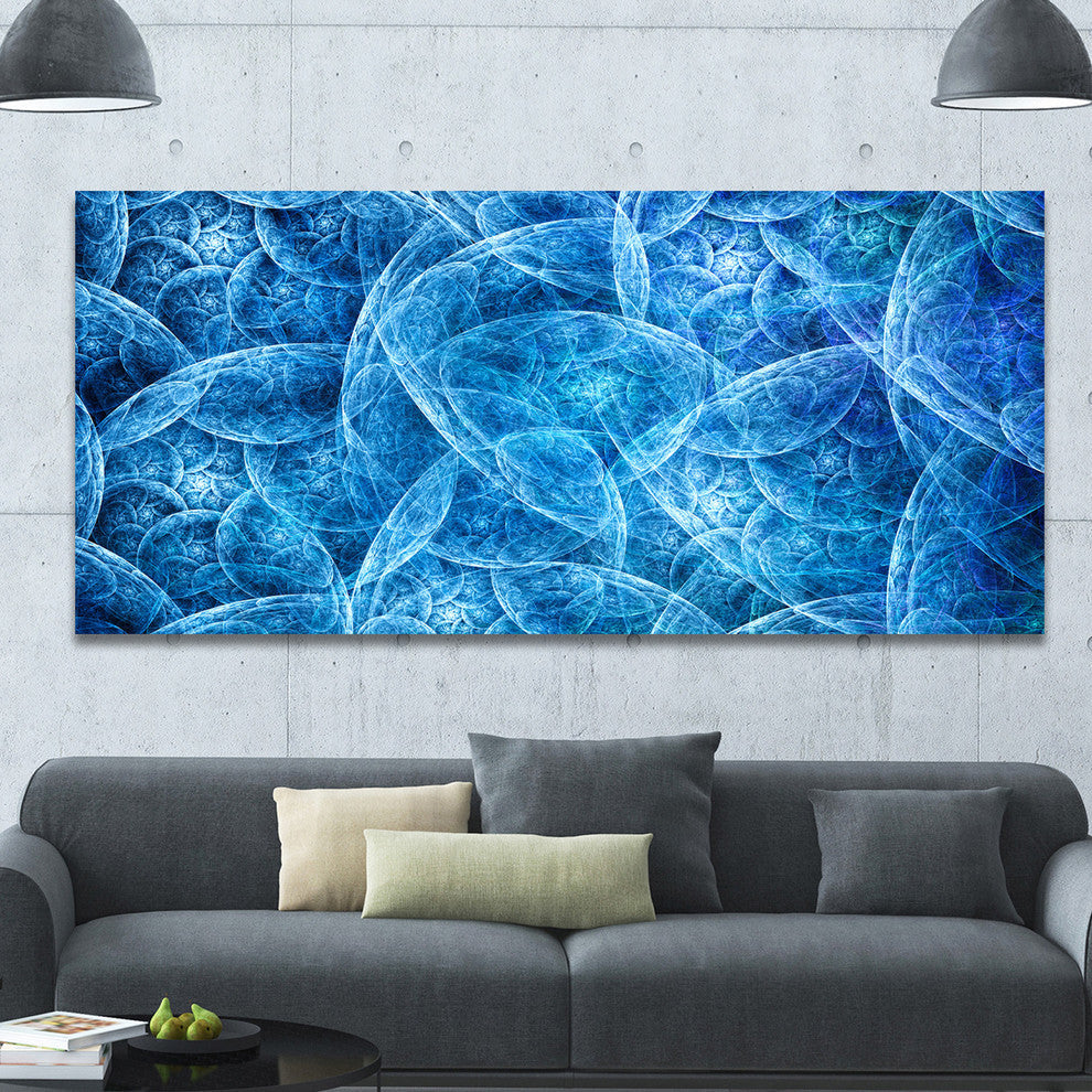Dark Blue Fractal Dramatic Clouds, Abstract Canvas Art Print, 60x28