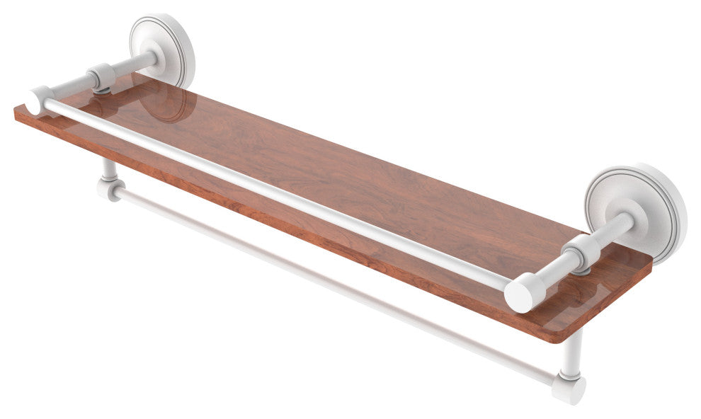 Prestige Regal 22" Wood Shelf with Gallery Rail and Towel Bar, Matte White