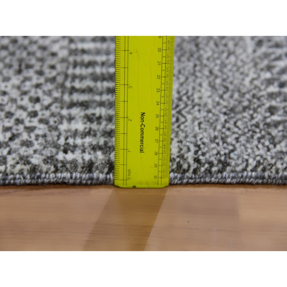 Dolphin Gray Hand Knotted Grass Design Natural Undyed Wool Runner Rug 2'8"x6'2"