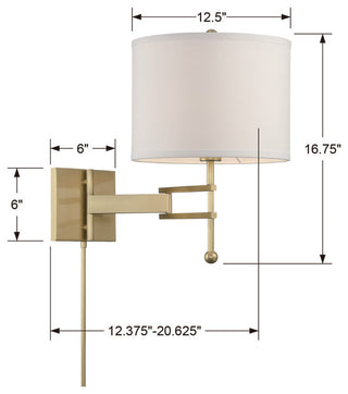 Marshall 1 Light Aged Brass Wall Mount