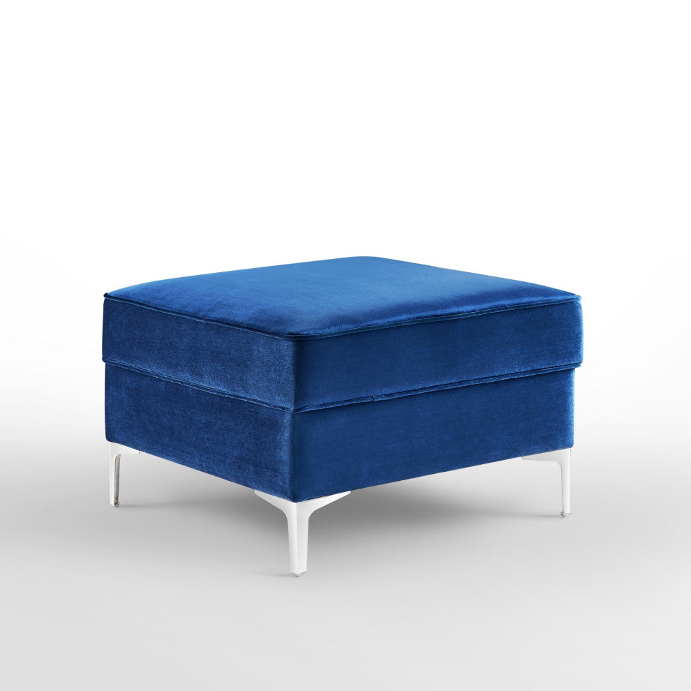 Jeannie Velvet Square Storage Ottoman, Navy