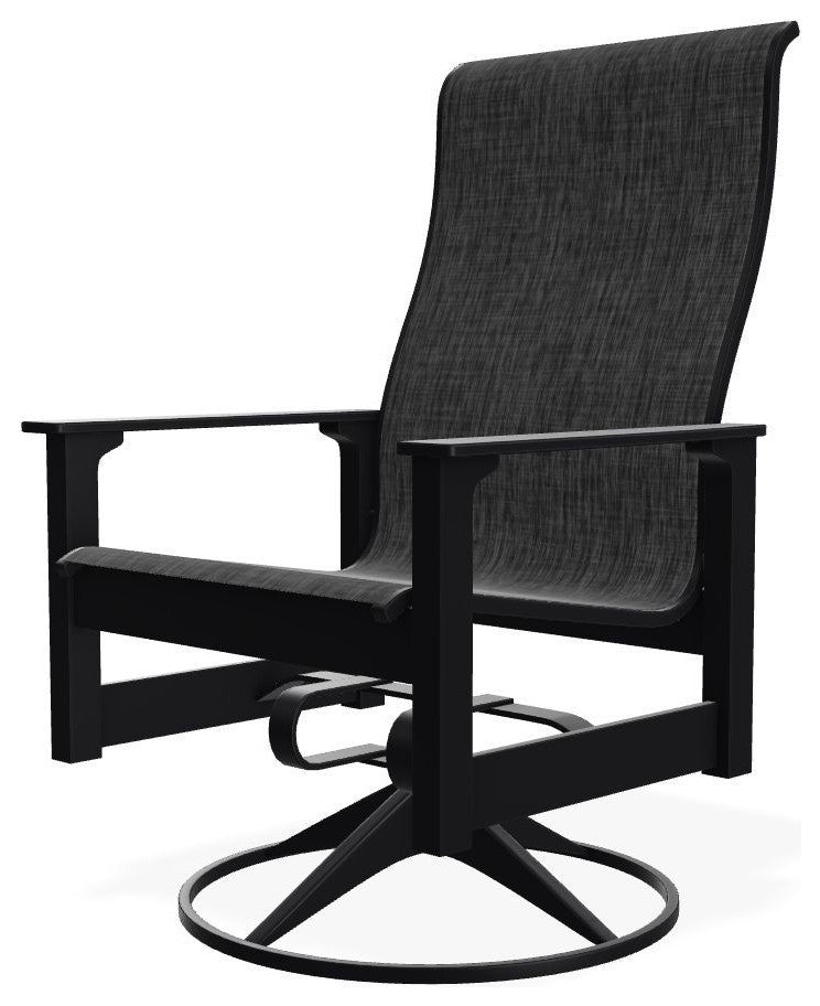 Leeward Sling Outdoor Swivel Rocker, Augustine Shadow/Black