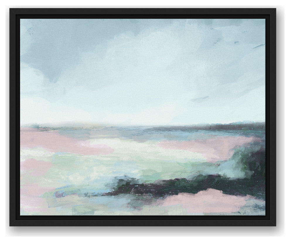 Soft Coastal Ocean Green 16x20 Black Floating Framed Canvas