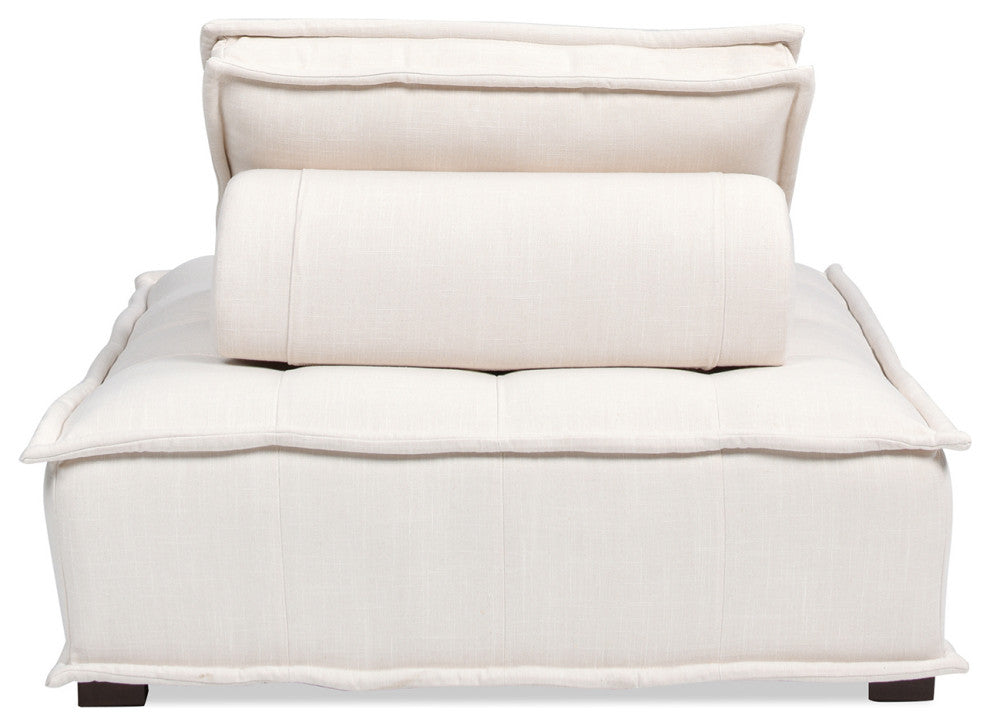 Arwen 42" Square Modular Pillow-Back Lounge Chair, Beige Linen