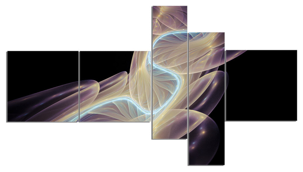 Elegant Fantasy Fractal Design, Abstract Canvas Art Print, 60"x32", 5 panels