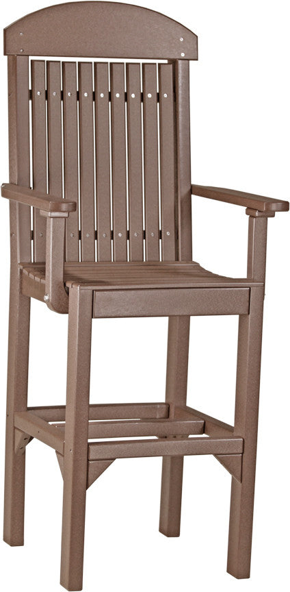 Set of 4 Poly Dining Chairs, Chestnut Brown, Bar Height, Arm Chair