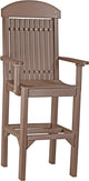 Set of 4 Poly Dining Chairs, Chestnut Brown, Bar Height, Arm Chair