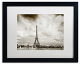 'Paris Eiffel Tower and Man' Matted Framed Canvas Art by Preston