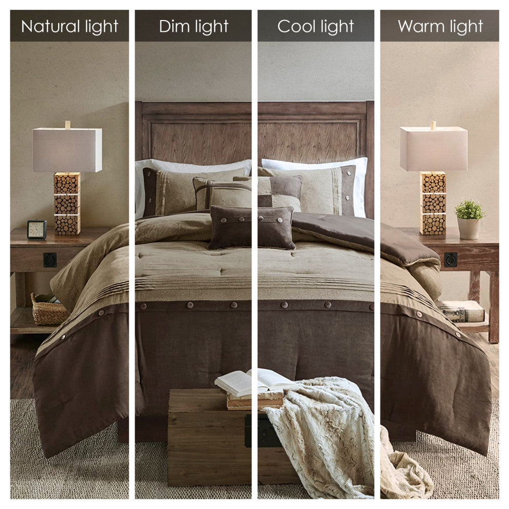 Madison Park Boone 7 Piece Faux Suede Comforter Set in Brown
