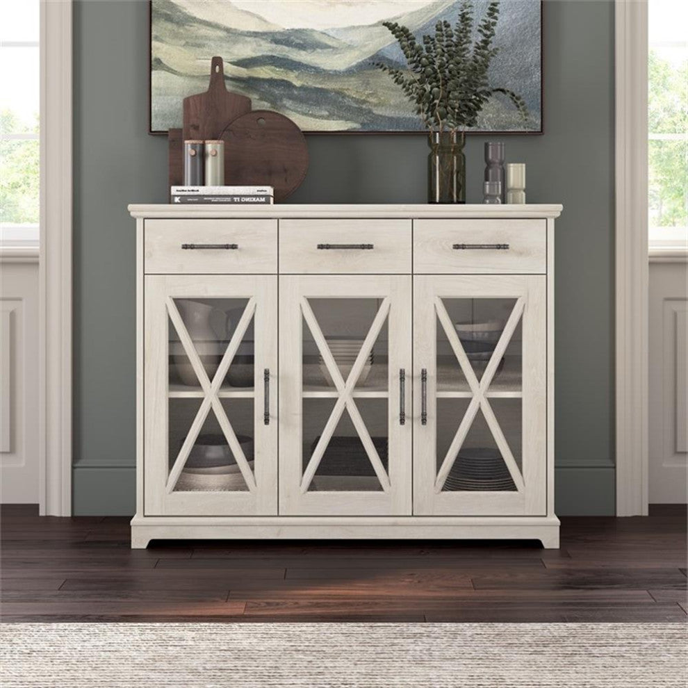 Lennox Farmhouse TV Stand for 65 Inch TV in Linen White Oak - Engineered Wood