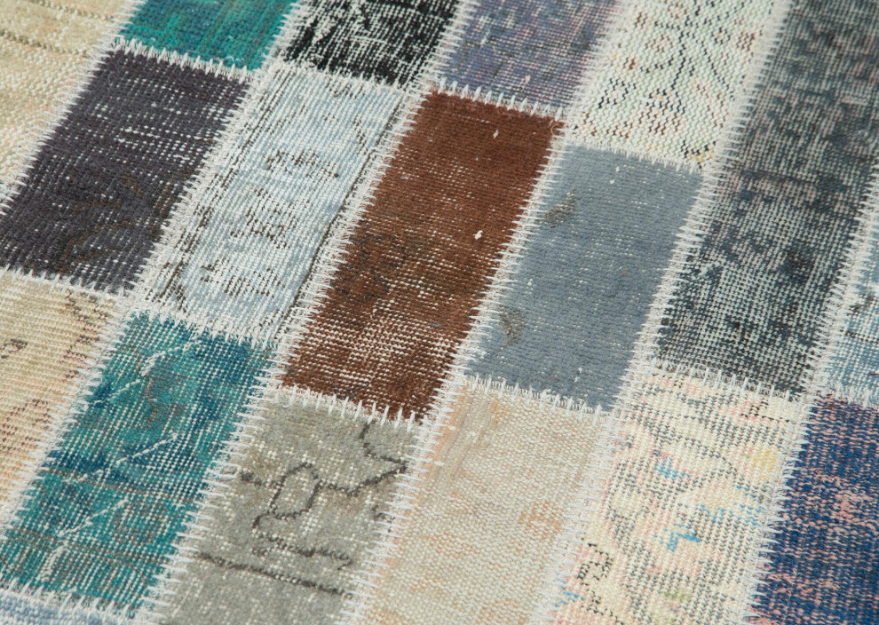 Rug N Carpet - Handmade Turkish 3' 1" x 10' 0" Colorful Patchwork Runner Rug