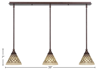 Stem 3-Light Pendalier with Hang Straight Swivel, Bronze/Chocolate Icing